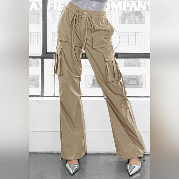 #86 SALE 🛑48 M BOHO CHIC FABULOUS WIDE LEG CARGO PANTS - Picture 2 of 16